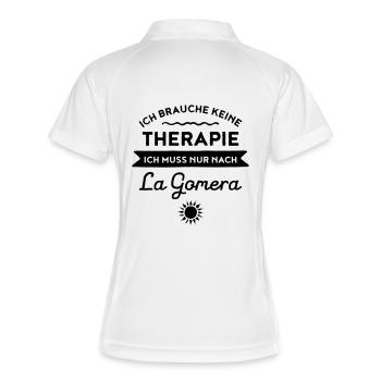 Therapie - La Gomera - Frauen Polo atmungsaktiv - Weiß/Navy - Hinten