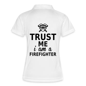 trust me i am a firefighter - Frauen Polo atmungsaktiv - Weiß/Navy - Hinten