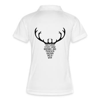 Geweih - Hirsch - Elch - Wild - Ren - Hörner - 1C - Frauen Polo atmungsaktiv - Weiß/Navy - Hinten