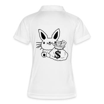 Sac d’argent riches billets de banque de lapin de Pâques - Polo respirant Femme - blanc/marine - Dos