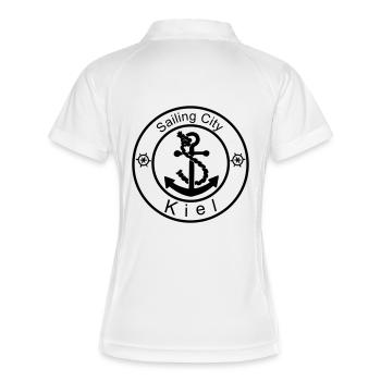 sailingcity kiel - Frauen Polo atmungsaktiv - Weiß/Navy - Hinten