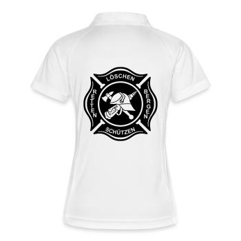 Feuerwehr Logo Kreuz 1A invertiert - Frauen Polo atmungsaktiv - Weiß/Navy - Hinten