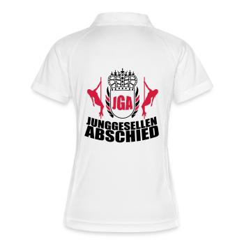 junggesellen_abschied_02 - Frauen Polo atmungsaktiv - Weiß/Navy - Hinten