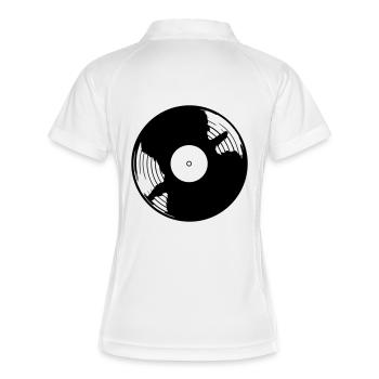 Schallplatte Vinyl Musik Design - Frauen Polo atmungsaktiv - Weiß/Navy - Hinten