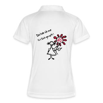 Geburtstag Birthday 40. - Strichmännchen Blume - Frauen Polo atmungsaktiv - Weiß/Navy - Hinten