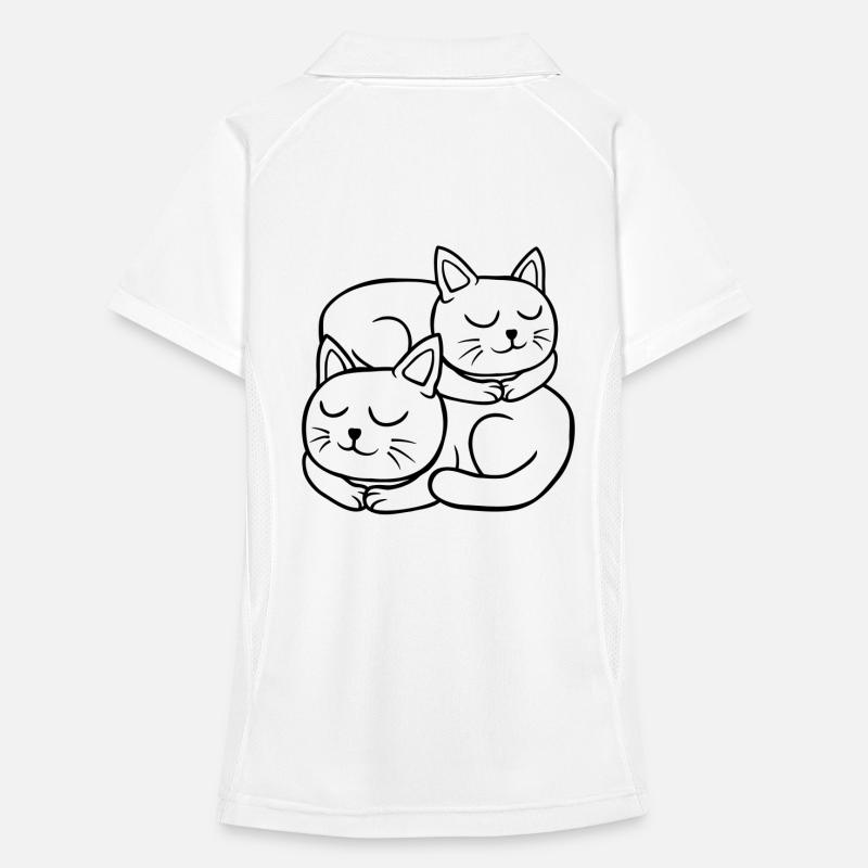 Cats sleeping on each other Couple Women's Polo breathable