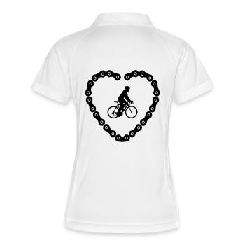 Love my bike - Frauen Polo atmungsaktiv - Weiß/Navy - Hinten