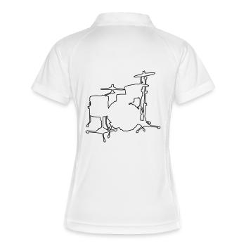 Drums Silhouette - Frauen Polo atmungsaktiv - Weiß/Navy - Hinten