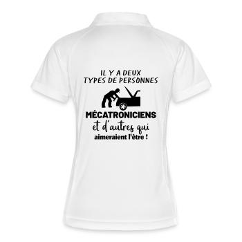 Il y a deux types de personnes : Mécatronicien - Polo respirant Femme - blanc/marine - Dos