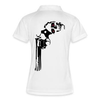 357 gun pistol revolver skull death head - Women's Polo breathable - white/navy - Back