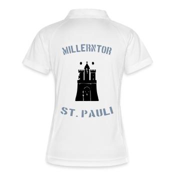Millerntor St. Pauli - Frauen Polo atmungsaktiv - Weiß/Navy - Hinten