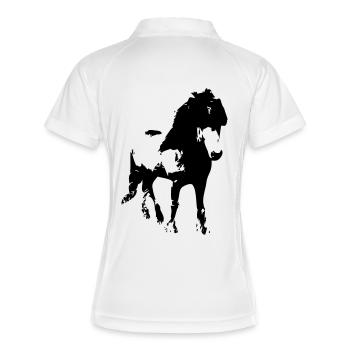 Islandpferd - Frauen Polo atmungsaktiv - Weiß/Navy - Hinten