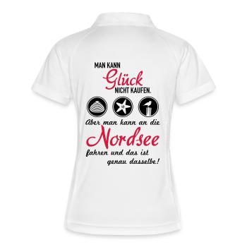 Glück Nordsee - Frauen Polo atmungsaktiv - Weiß/Navy - Hinten