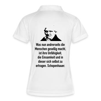 Schopenhauer: Was nun andrerseits die Menschen ge - Frauen Polo atmungsaktiv - Weiß/Navy - Hinten