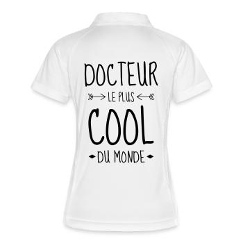 docteur / médecin / hôpital / médecine - Polo respirant Femme - blanc/marine - Dos