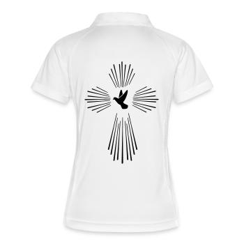 holy_ghost_01 - Frauen Polo atmungsaktiv - Weiß/Navy - Hinten
