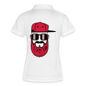 logo beard hiphop - Polo respirant Femme - blanc/marine - Dos