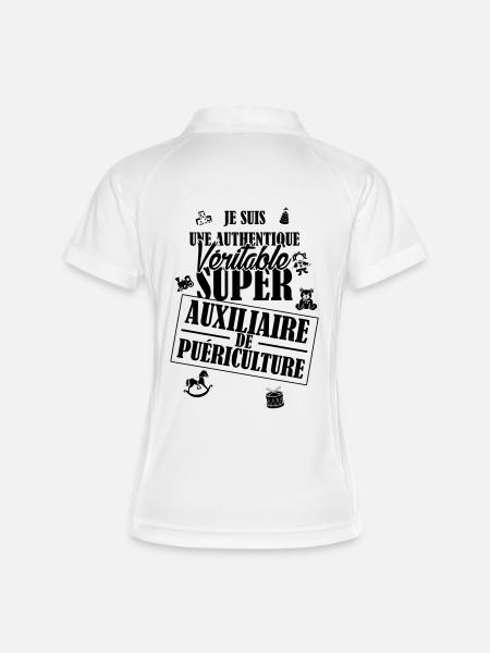 AUXILIAIRE DE PUERICULTURE - Polo respirant Femme - blanc/marine