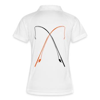 angel fishing - Frauen Polo atmungsaktiv - Weiß/Navy - Hinten