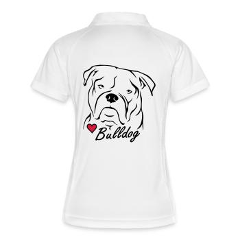 Bulldog ❤ - Frauen Polo atmungsaktiv - Weiß/Navy - Hinten