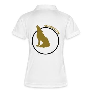wolfsrudel_crew_02 - Frauen Polo atmungsaktiv - Weiß/Navy - Hinten