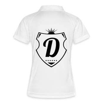 d letter - Frauen Polo atmungsaktiv - Weiß/Navy - Hinten