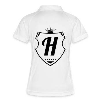 h letter - Frauen Polo atmungsaktiv - Weiß/Navy - Hinten