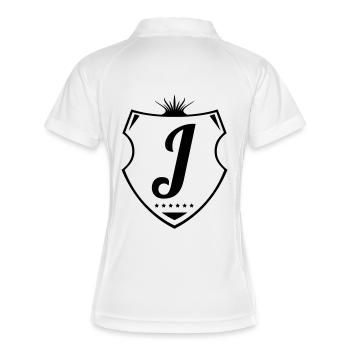 j letter - Frauen Polo atmungsaktiv - Weiß/Navy - Hinten