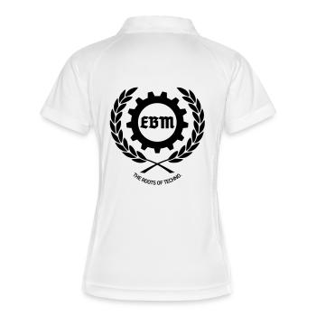 EBM Roots of Techno - Frauen Polo atmungsaktiv - Weiß/Navy - Hinten