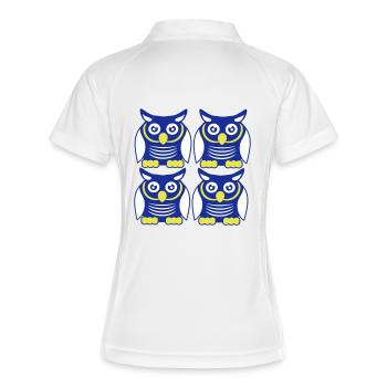 Nombreux hiboux motif décoratif équipe hibou grand-duc 4 amis - Polo respirant Femme - blanc/marine - Dos