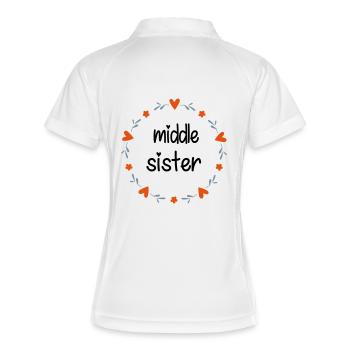 Middle Sister - Frauen Polo atmungsaktiv - Weiß/Navy - Hinten