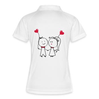 ehepaar_1 - Frauen Polo atmungsaktiv - Weiß/Navy - Hinten