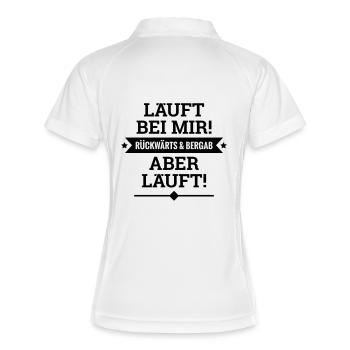 Läuft bei mir rückwärts bergab aber läuft Spruch - Frauen Polo atmungsaktiv - Weiß/Navy - Hinten