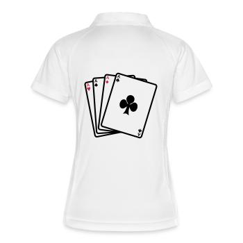 Poker - Karten - Frauen Polo atmungsaktiv - Weiß/Navy - Hinten