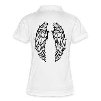 Große Flügel, Engelsflügel, wings - Frauen Polo atmungsaktiv - Weiß/Navy - Hinten