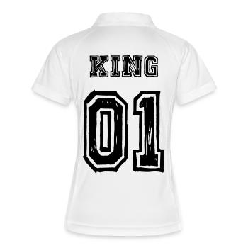 King Queen partner look Love - Women's Polo breathable - white/navy - Back