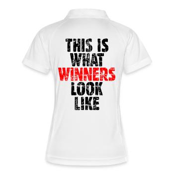 THIS IS WHAT WINNERS LOOK LIKE - Frauen Polo atmungsaktiv - Weiß/Navy - Hinten