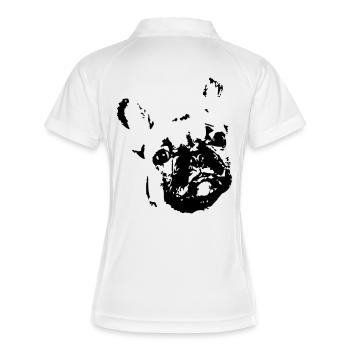 Französische Bulldogge, Bulldog, French Bulldog - Frauen Polo atmungsaktiv - Weiß/Navy - Hinten