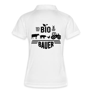 Bio Bauer Bio Landwirt Nutztiere Geschenk - Frauen Polo atmungsaktiv - Weiß/Navy - Hinten