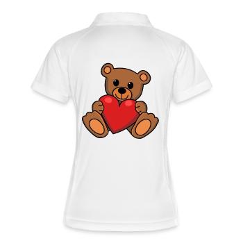 Teddy Liebe Herz Kuscheln Freundschaft Valentin - Frauen Polo atmungsaktiv - Weiß/Navy - Hinten