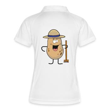 Pommes de terre ferme fermier légumes bio jardin récolte - Polo respirant Femme - blanc/marine - Dos