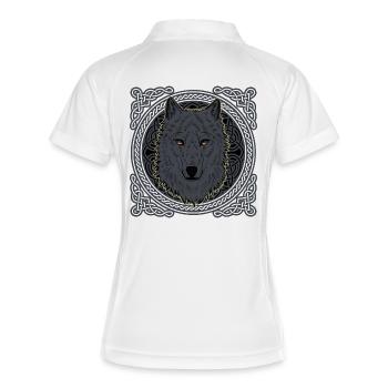 Fenris Fenrir Wolf Keltisches Motiv - Frauen Polo atmungsaktiv - Weiß/Navy - Hinten