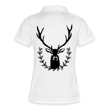 Cerf avec couronne de laurier - Polo respirant Femme - blanc/marine - Dos