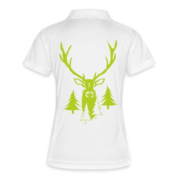 Edler Hirsch Wald - Hirsch mit Geweih - Frauen Polo atmungsaktiv - Weiß/Navy - Hinten