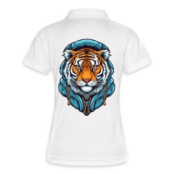 Stilisierter Tiger mit Hoodie-Design - Frauen Polo atmungsaktiv - Weiß/Navy - Hinten