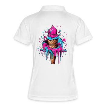 Neon EisCreme Geschenk für Trendliebhaber - Frauen Polo atmungsaktiv - Weiß/Navy - Hinten