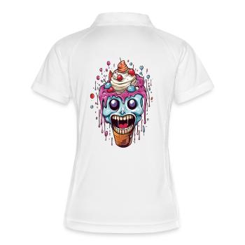 Gâterie colorée pour les morts avec garniture à la crème - Polo respirant Femme - blanc/marine - Dos