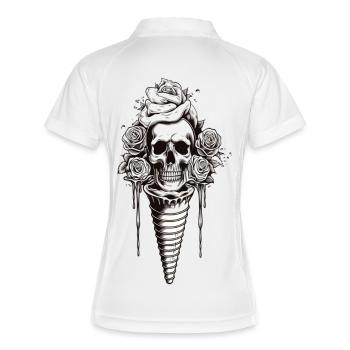 Crâne avec des roses et des fleurs d’art - Polo respirant Femme - blanc/marine - Dos