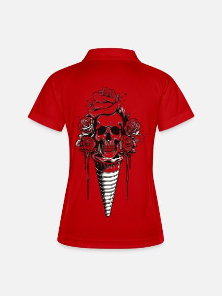 Skull with roses and flourish art - Women's Polo breathable - white/navy