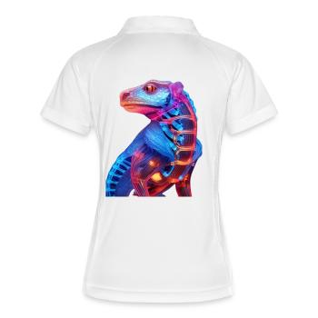 Neon-Illuminierter Drachen - Frauen Polo atmungsaktiv - Weiß/Navy - Hinten